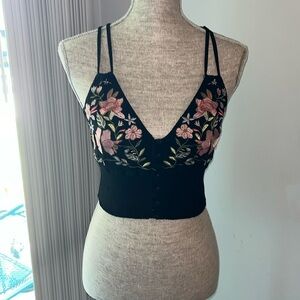 Forever 21 Floral Embroidered Cropped Cami size Large